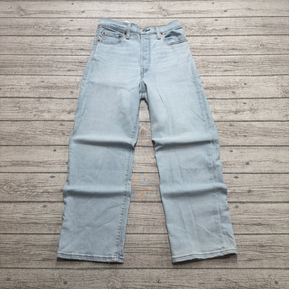 Levi's Jeans Women's 28 Blue Light Wash Button Fly Ribcage Straight Ankle Cotton